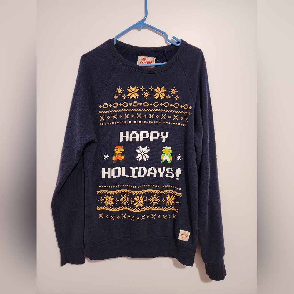 Nintendo World Store Mario Christmas Sweater sportiqe size L Used